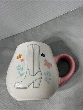 Dolly Parton Floral Cowboy Boot Ceramic Mug with Pink Handle